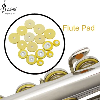 16pcs Yellow Flute Pad Repair Part Restoration Tool Premium Cork Leather Pad for Flute Woodwind Accessories