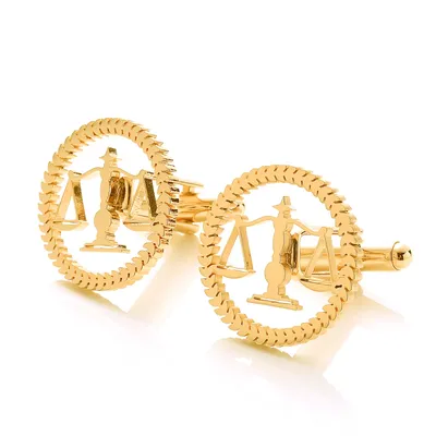 Round Advocate Lawyer Emblem Mens Shirt Cufflinks Justice Scales Symbol Jewelry Gift Cuff Links