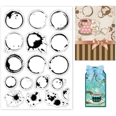 1Sheet Tea Stains Clear Stamp Coffee Stains Background Transparent Silicone Stamp Spill for