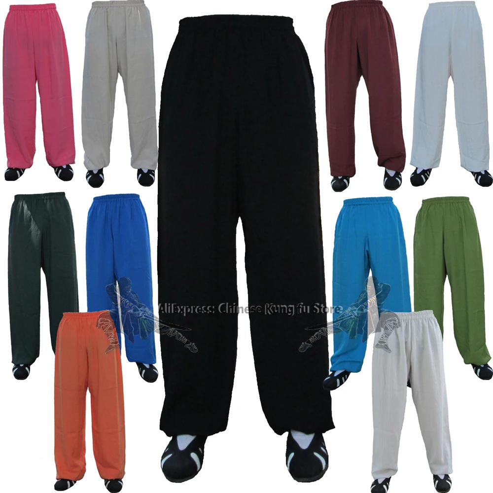 25 Colors Soft Chinese Kung fu Pants Shaolin Tai chi Wudang Training Trousers Custom Service Need Your Measurements