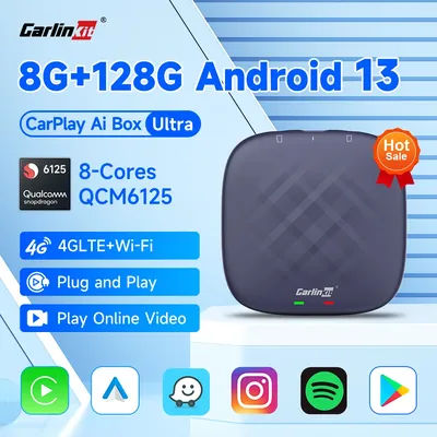 CarlinKit 64G 128G Android 13 CarPlay TV AI Box Ultra QCM6125 8-Cores Wireless CarPlay&Android Auto