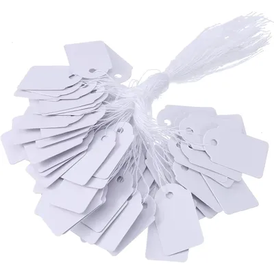 100pcs 12x23mm Rectangular Paper Price Tag White Blank String Watch Jewelry Crafts Price Display