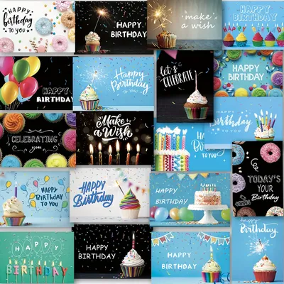 20 Happy Birthday Greeting Cards with Envelopes Combination Set Creative Blessing Messages