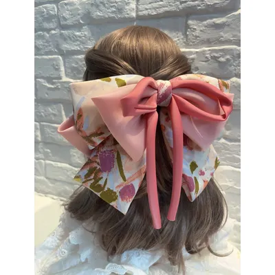 2024 Fashion Barrette Bow Korean Color Matching Oversized Floral Spring Clip Bow For Women Girl