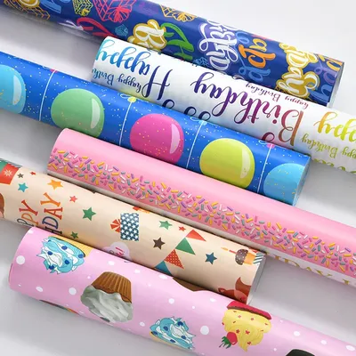 6 Pcs Colorful Balloon Gift Wrap Sheets Wrapping Paper for Boys Girls Kids Men Women Holiday Happy