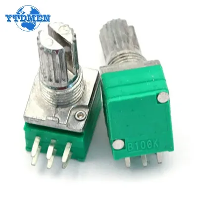 5pcs RK097G Dual Potentiometer B1K 5K 10K 20K 50K 100K 500K 6pin Shaft 15mm Audio Power Amplifier Sealed Rotary Potentiometers