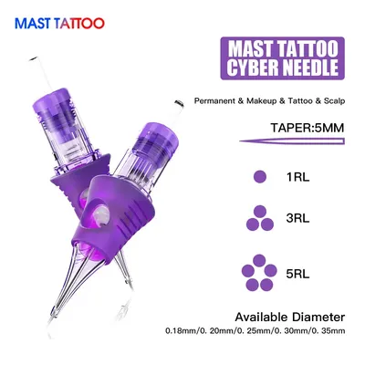 Mast Tattoo Cyber New Professional Needles RL Disposable Sterilized Safety Permanent Tattoo Makeup