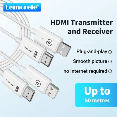 Lemorele HDMI Wireless Transmitter Receiver 1080P 98FT/30M 5G/2.4G 50M Extender Adapter Dongle Kit