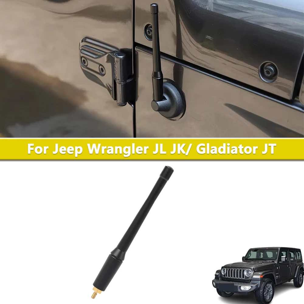 Aluminum 6.29 Inch Antenna For Jeep Wrangler JL 4XE Gladiator JT 2018 2019 2020 2021 2022 2023 AM FM Black Shorter Antenna 1PCS
