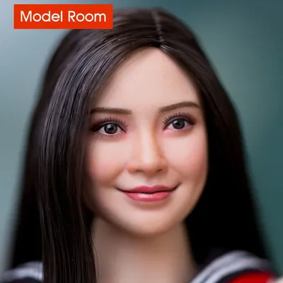 FX10 1/6 Scale Angelababy Head Sculpt Black Long Hair Asian Female Head Carving Model Fit 12'' Soldier Action Figure Body Dolls