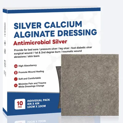 2/3/4in 5/10pcs Ag Silver Calcium Alginate Wound Dressing Pads Soft Silver Highly Absorbent