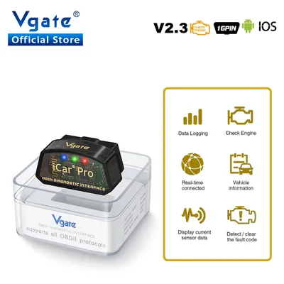 For IOS/Android Vgate iCar Pro ELM327 V2.3 Bluetooth 4.0 WIFI ELM 327 OBD 2 Auto Scanner Code Reader