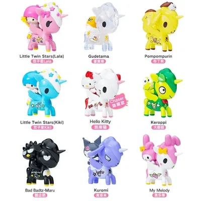 Cute Hello Kitty Sanrio Figure Anime Genuine Kawaii Kuromi Cinnamoroll My Melody Gudetamas Unicorn Figurine Toys Gift