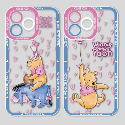 Winnie Pooh Cartoon For Apple iPhone 15 14 13 12 11 X XR XS MAX 8 7 Pro Plus Angel Eyes Transparent