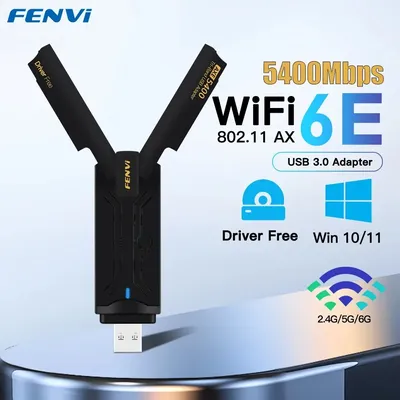 FENVI AX5400 WiFi 6E USB Adapter Dongle Tri Band 2.4G/5G/6GHz USB3.0 WiFi 6 Network Card Antenna For