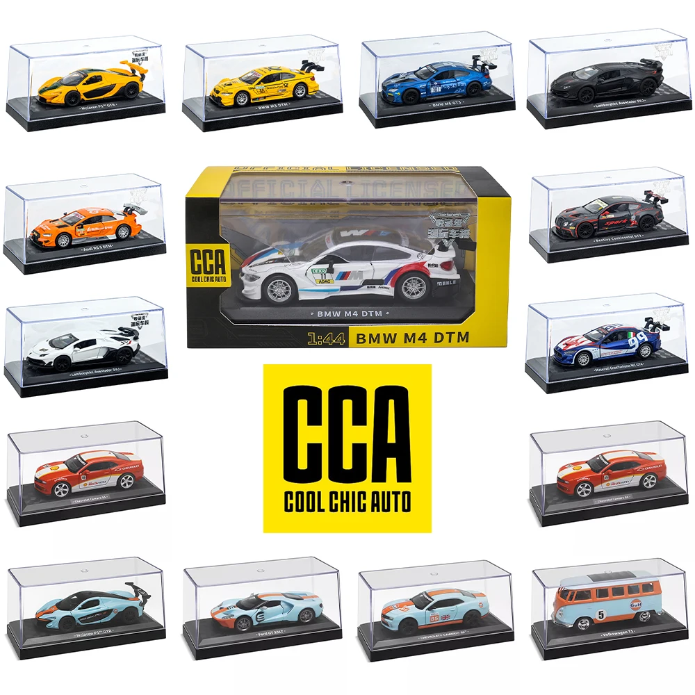 CCA 1:43 BMW Gulf Oil Station Shell Station McLaren Lamborghini Series Racing Alloy Car Model Toy Car Casting Pullback Function