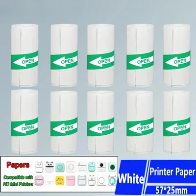 Thermal Printing Paper 10 Rolls White Self-adhesive 57mm Label Sticker Photo for Wireless Photo