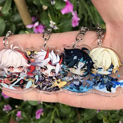 Genshin Impact Kaedehara Kazuha Arataki Itto Albedo Xiao Keychain Figure Badge Anime Game Cosplay