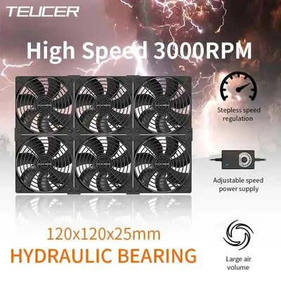 12cm High Speed Large Air Volume 3000 RPM Btc Mining Machine Workstation Cabinet 12v Fan Server Case