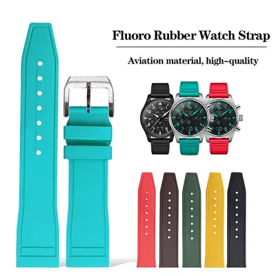 20mm 21mm 22mm Fluoro Rubber Watch Strap For IWC Quick Release Pilot AMG Petronas F1 Team Waterproof