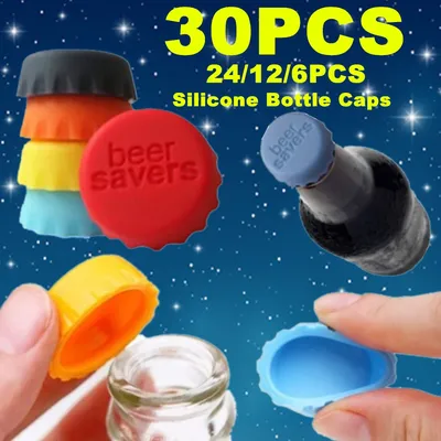 6/12/24/30pcs Reusable Silicone Bottle Fresh-keeping Cap Sealed Beer Bottle Cap Vinegar Soy Sauce