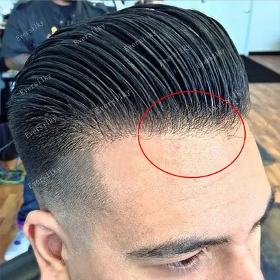 Super Durable Thin Male Wig 100% Human Hair Grey Black 1B80 Men Toupee Natural Hairline Full Skin Pu