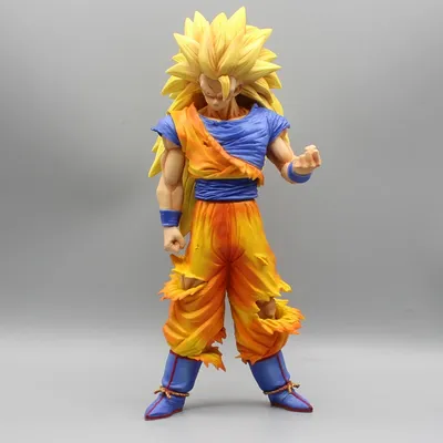 32cm Dragon Ball Z Goku Figures SSJ3 DBZ Super Saiyan 3 Anime Figure Model PVC Statue 2 Arms Action