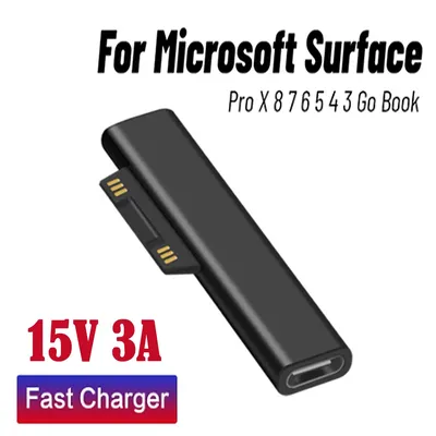 For Microsoft Surface Pro X 8 7 6 5 4 Go Book to Type C PD Adapter Tablet Fast Charging Plug