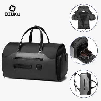 OZUKO Multifunction Men Suit Storage Travel Bag Large Capacity Luggage Handbag Male Waterproof