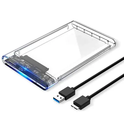 USB 3.0 2.0 External Hard Drive Enclosure 2.5 in SATA to USB3.0 UASP Clear Portable Hard Drive Case