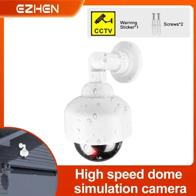 Fake Dummy Camera Outdoor IP54 Rainproof Security Surveillance Flash Dome Camera with CCTV Warning