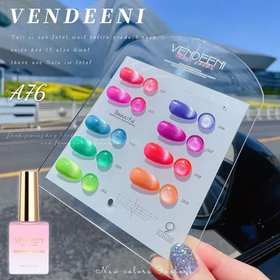 Vendeeni 9 Color Fluorescent Cat Eye Gel Nail Polish Magnetic UV LED Soak Off Gel Varnish Spar Nail