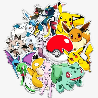 50pcs Pokemon Anime Stickers Pikachu Sticker Pack Waterproof Phone Case Cute Laptop Skin Kawaii Stationery Art Supplies