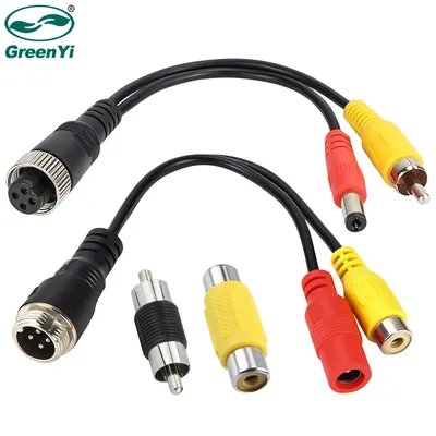 GreenYi 4Pin Aviation Head Male/Female to RCA AV/Female DC Multiple Cable Plug Adapter Converter For