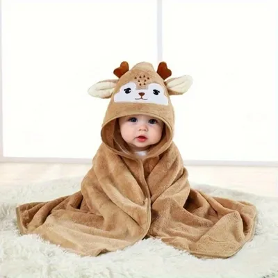 A pack of 80 * 80 cm cartoon baby bath towel body hooded polyester fiber baby bathrobe newborn