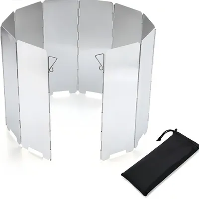 8/9/10 Plates Gas Stove Wind Shield Outdoor Camping Picnic Cooking Burner Windproof Screen Aluminum