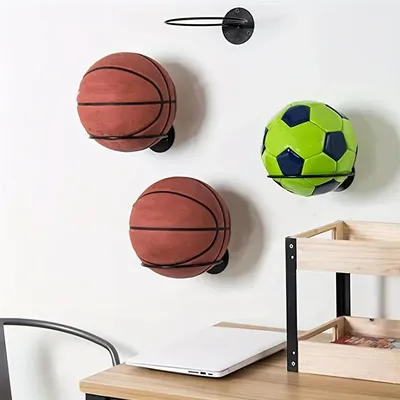 3pcs Basketball Volleyball Soccer Display Holders Home Ball Rack On The Wall Ball Rack Put The Ball
