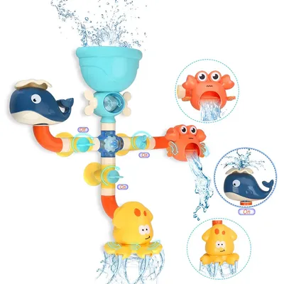 Baby Bath Toys Bathtub DIY Pipes Tubes Bath Time Water Game Spray Swimming Bathroom Toys for