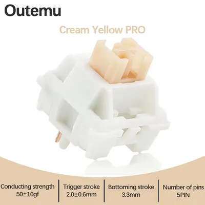 Outemu Switches Lubed Mechanical Keyboard Switch 5Pin Silent Tactile Linear Cream Blue Pink Yellow
