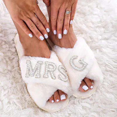 Customized Personalized Mrs Slippers Bridal Shower Wedding Engagement Honeymoon trip Bachelorette