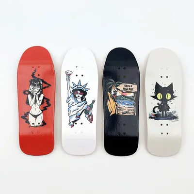 34mm Cruiser Fingerboard Deck New Shape with Graphic for Professional Mini Finger Skateboard