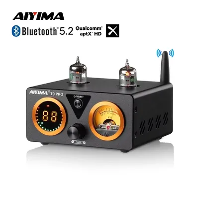 AIYIMA T9 PRO HiFi 5.2 Bluetooth Tube Amplifier VU Meter Stereo Power Amplifier USB DAC COAX OPT Home Audio Amp 100Wx2