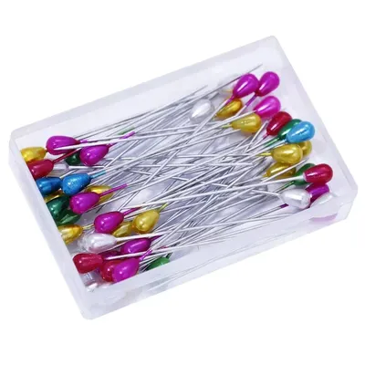 50/100PCs Rainbow Color Pearl Head Needles 5.5cm Stitch Straight Push Sewing Pin Dressmaking DIY