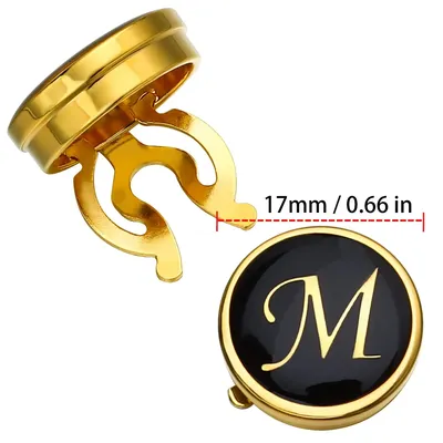 HAWSON 17mm Gold Tone Enamel Button Covers for Men Personalized Initial Letter Dress Shirt Accessories Wedding Business Gifts