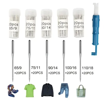 100PCS Universal Stainless Steel Sewing Machine Needle for Singer, Brother, Janome, Varmax, Sewing