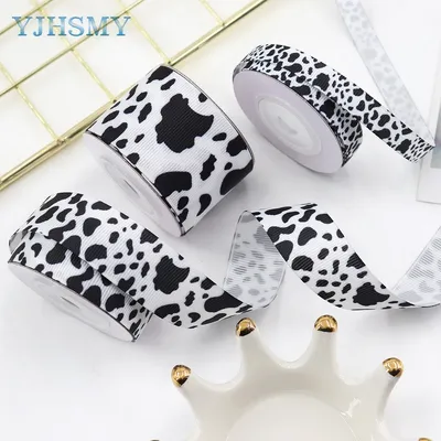 Cow Print Ribbon Grosgrain Cow Ribbon Cow Spot Pattern Wrapping Ribbon Dairy for Wreath Bow DIY