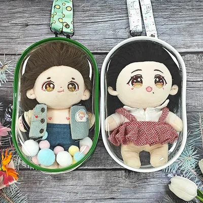 20CM Clear Doll Pouch Transparent Plush Dolls Bag New Style Fashion Women Girl Crossbody Shoulder