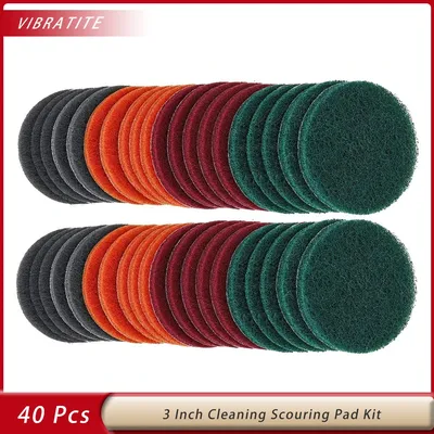40PCS 3 inch Scrub Pads Headlight Restoration Kit Scouring Pad Hook and Loop Car Hub Cleaning Auto