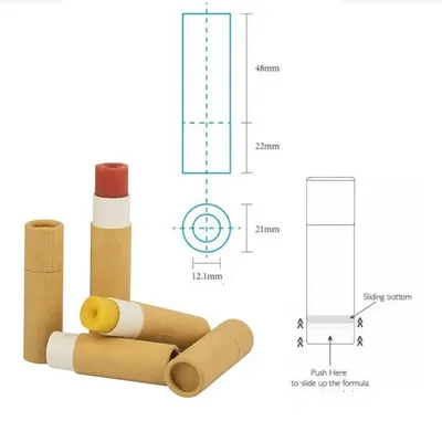 50pcs Kraft Paper Push Up Tubes Cardboard Cosmetic Cylindrical Packaging Lip Balm Deodorant