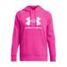 Under Armour Women's Rival Fleece Big Logo Hoodie (Size M) Rebel Pink/White, Cotton,Polyester